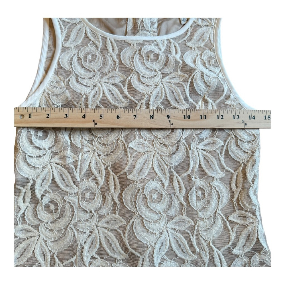 NWT Women's Banana Republic Shell Top Size 00P Cream Lace Beige Lining - Picture 11 of 12